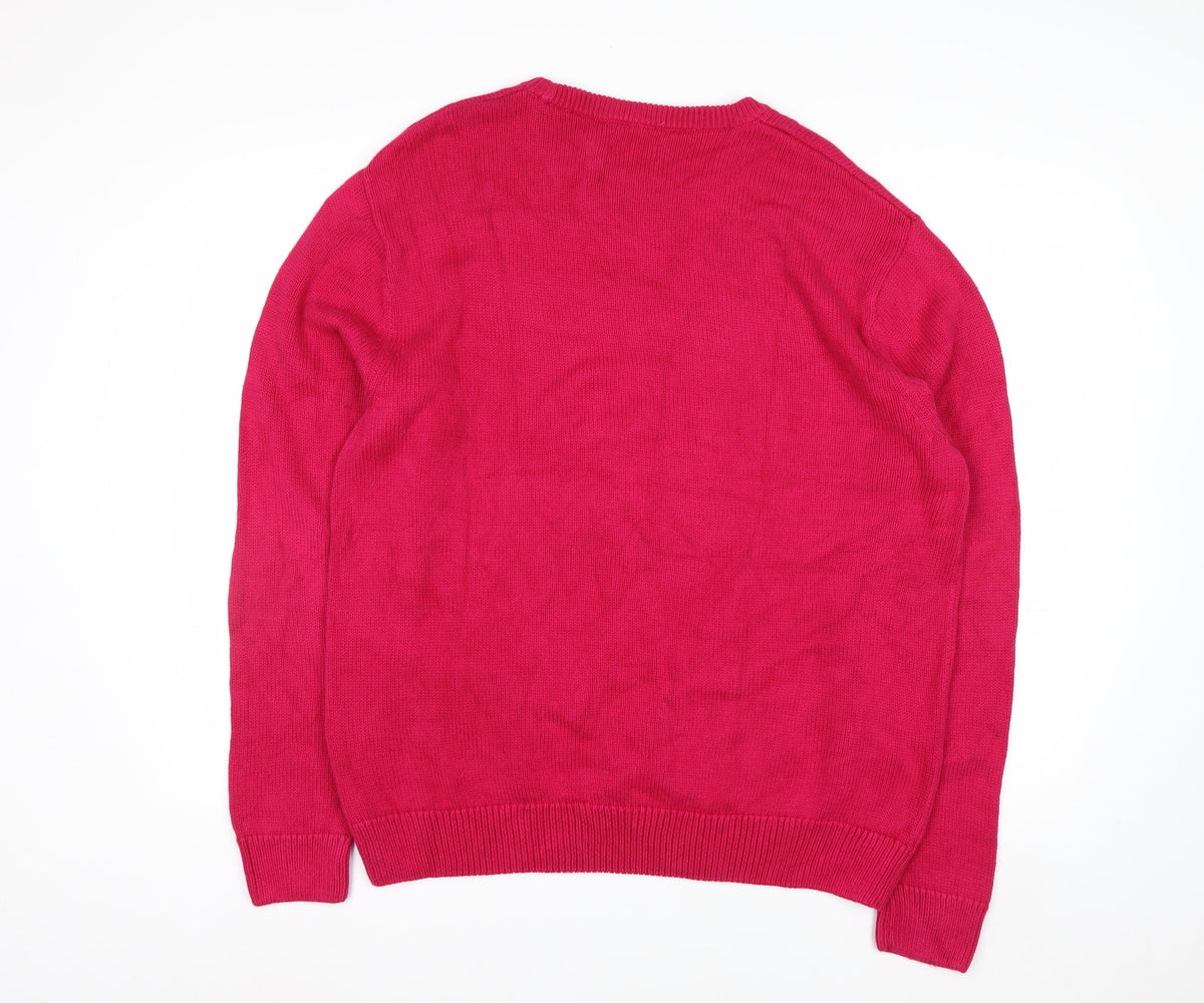 Brand and care label for Chaps men’s red xl crew neck knit jumper