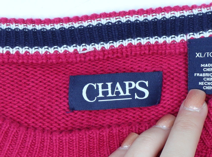 Additional view of Chaps men’s red xl crew neck knit jumper