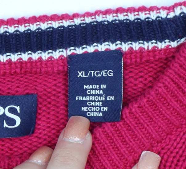 Additional view of Chaps men’s red xl crew neck knit jumper
