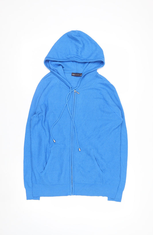 Marks and Spencer Women Bright Blue Full Zip Hoodie Size Small