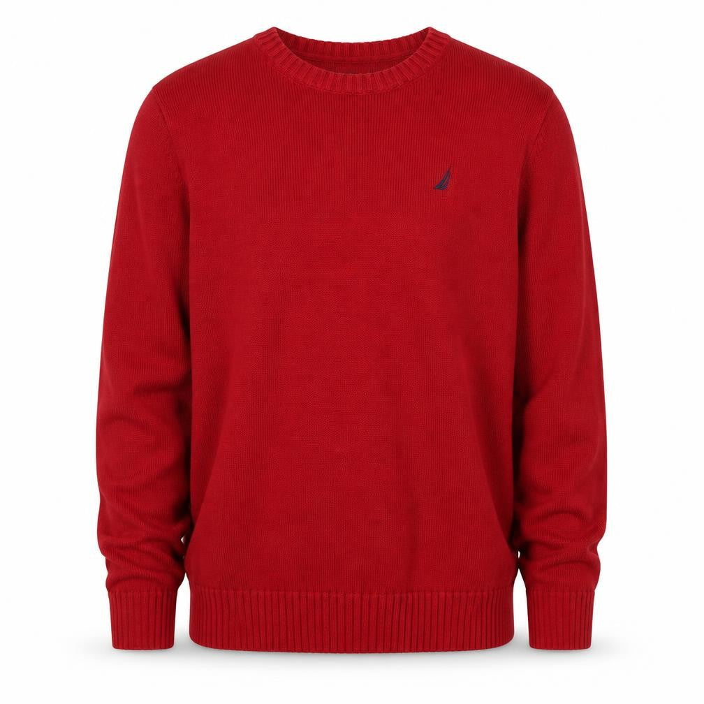 Nautica Men's Red Cotton Crew Neck Pullover Jumper Size L