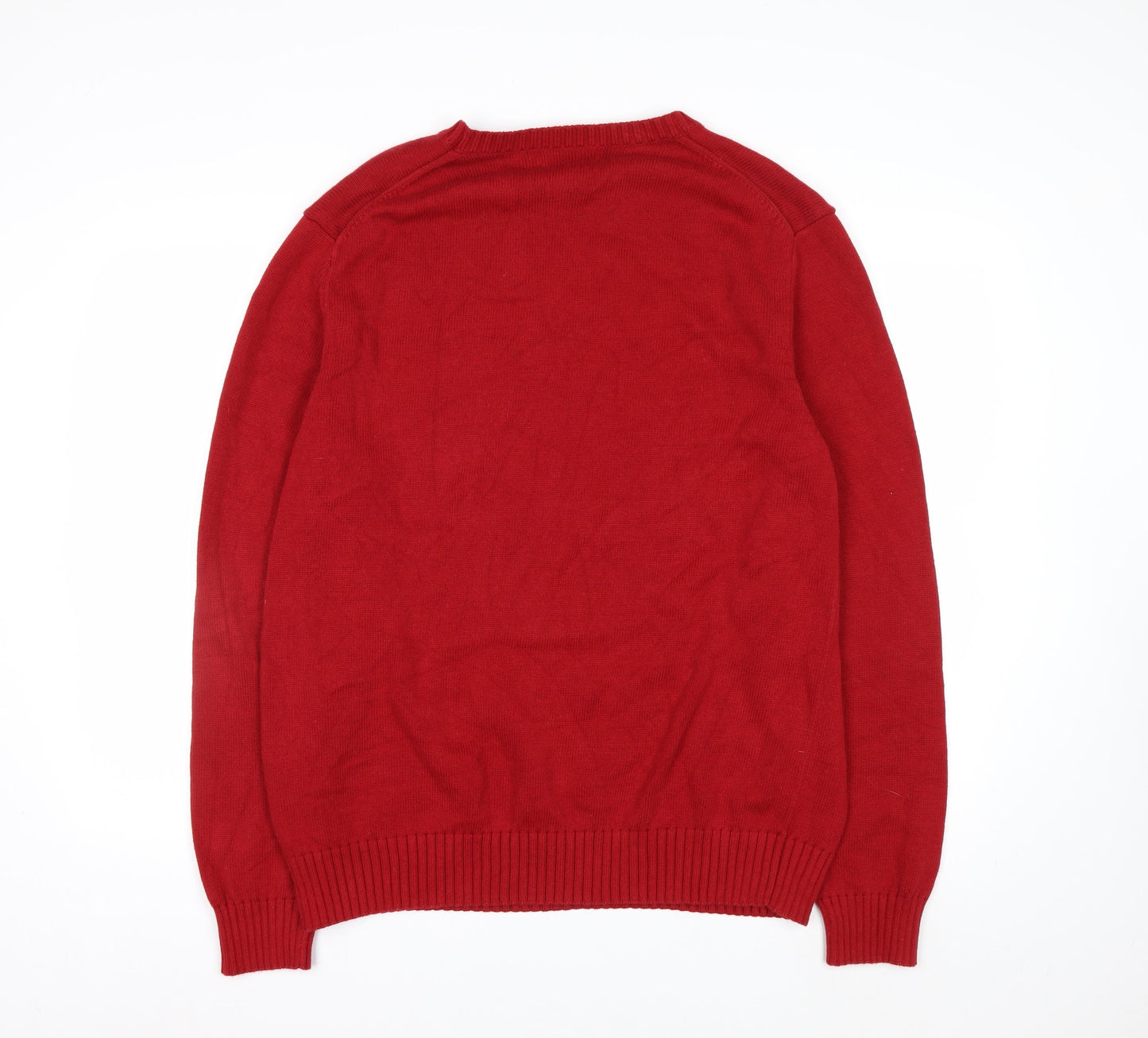 Nautica Men's Red Cotton Crew Neck Pullover Jumper Size L