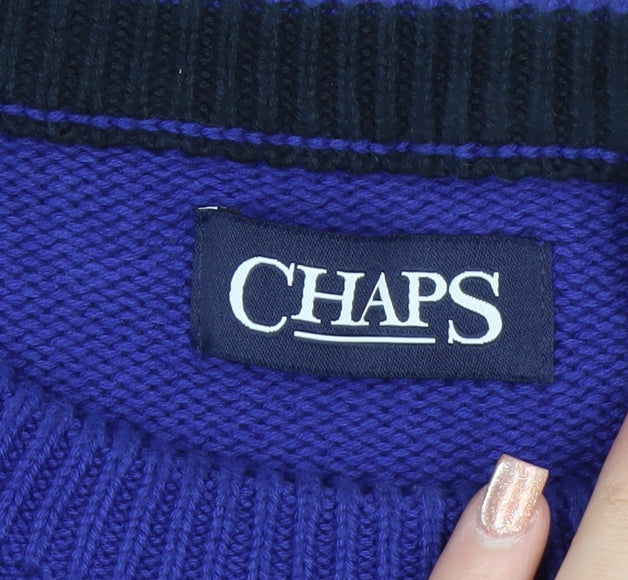 Chaps Mens Blue Cotton Crew Neck Pullover Jumper XL