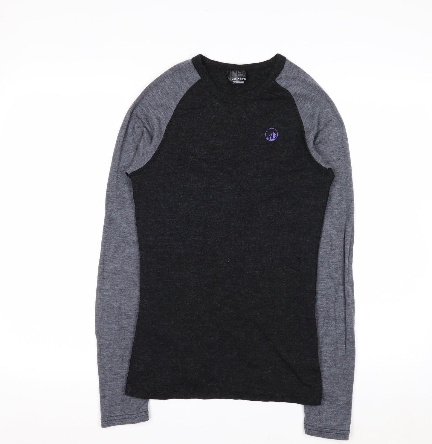 North Ridge Men’s Black Merino Wool Long Sleeve Top XL