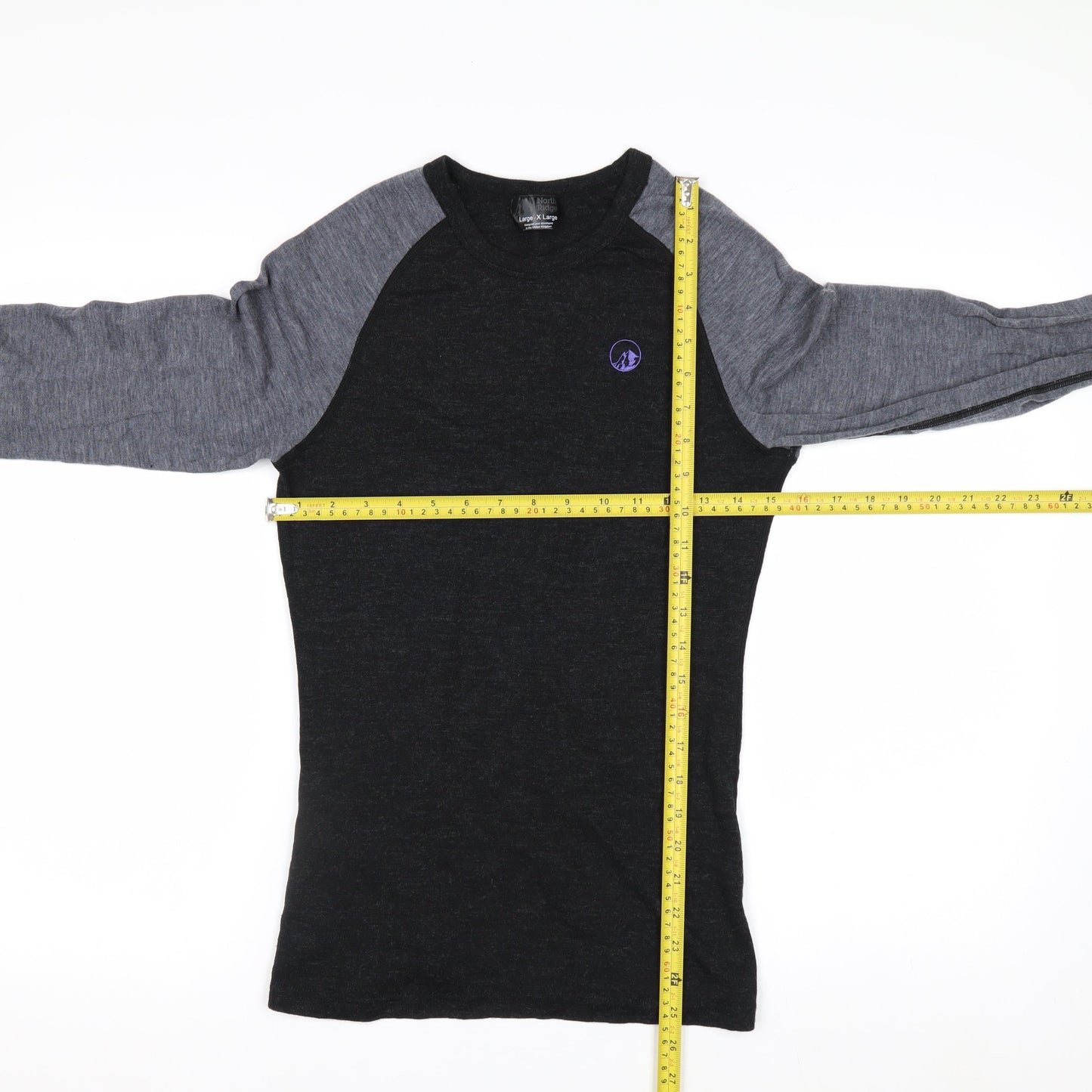 North Ridge Men’s Black Merino Wool Long Sleeve Top XL
