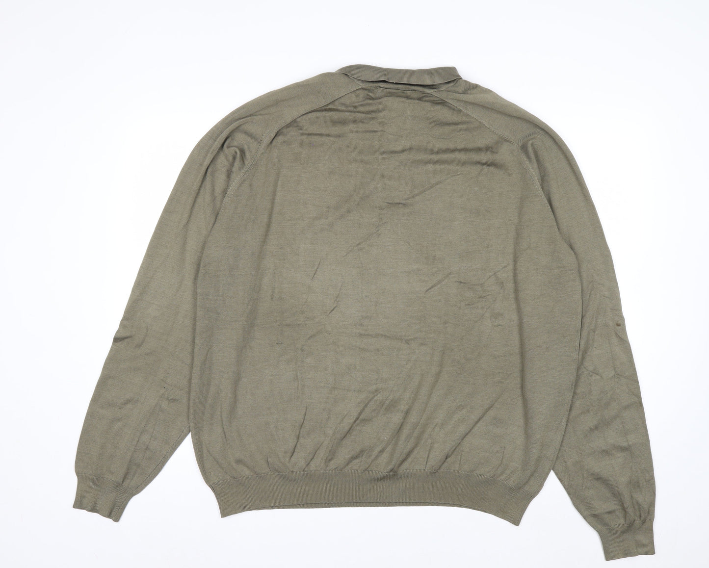 Croft & Barrow Men's Green Silk Blend Collared Pullover Jumper Size L