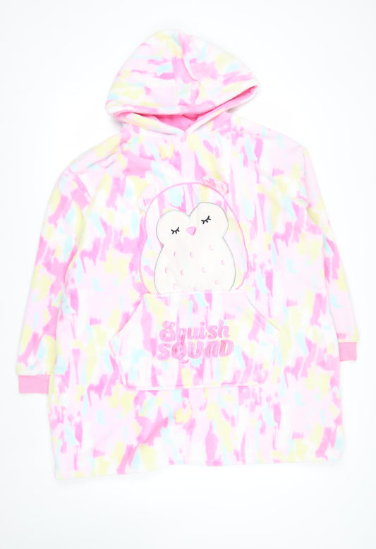 Squishmallows Girls Multicoloured Hooded Fleece Robe L Cosy Nightwear