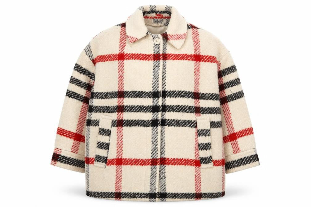 Weekday Women's Beige Checked Wool Blend Coat XS