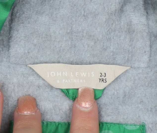 John Lewis Boys Green Polka Dot Hooded Rain Snowsuit 2-3 Years Waterproof