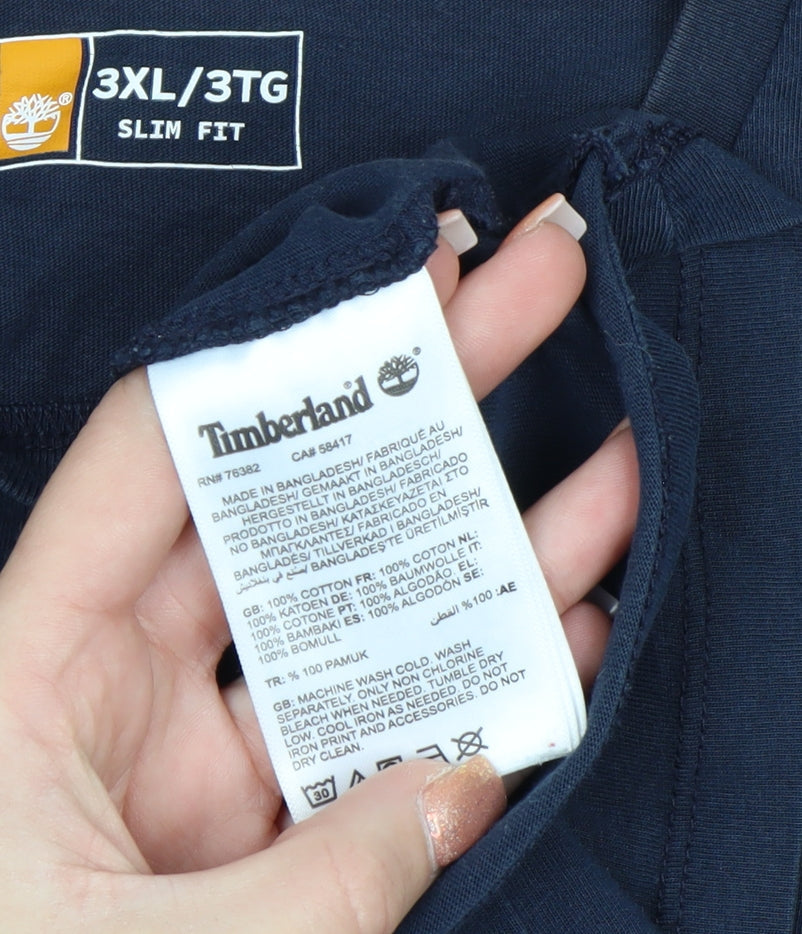 Timberland Men's Navy Blue Slim Fit 3XL Cotton T-Shirt