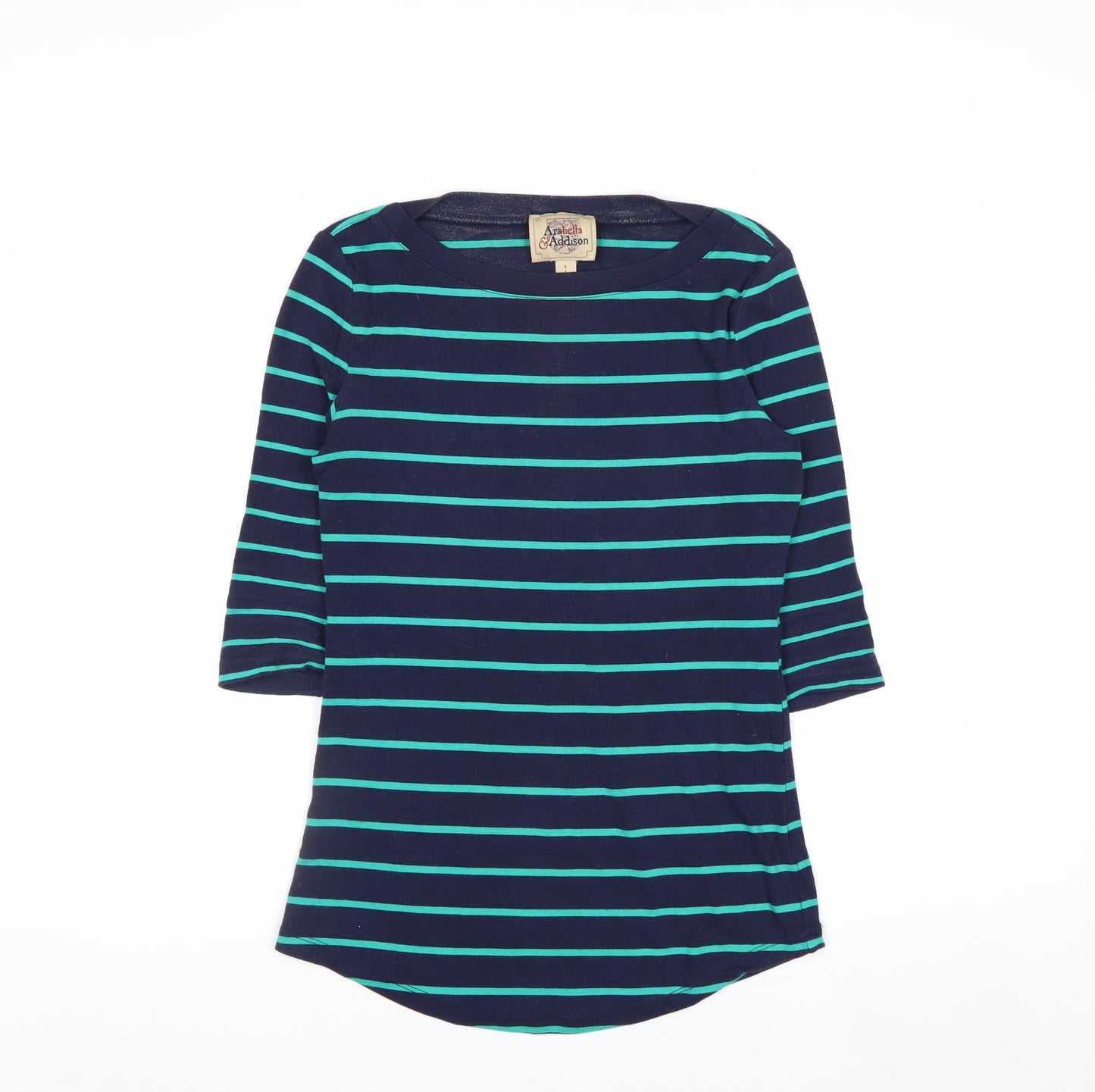 Arabella & Addison Women's Blue Striped 3/4 Sleeve T-Shirt Size 10