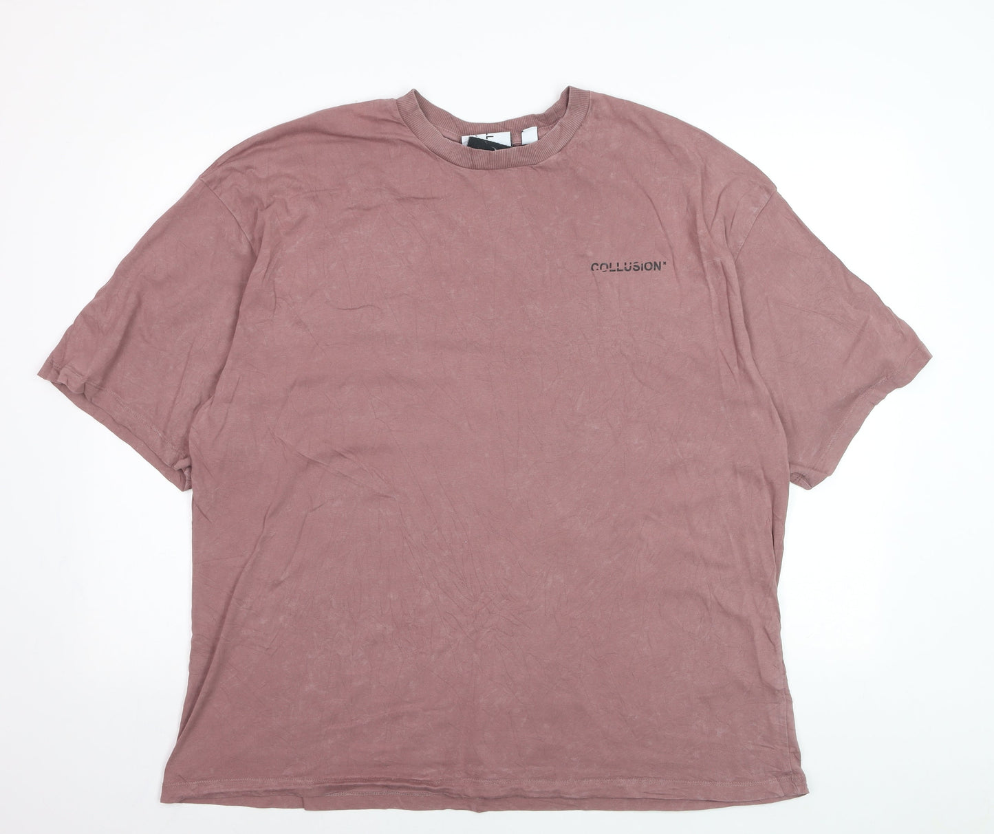 Collusion Men’s Mauve 2XL Cotton Oversized Crew Neck T-Shirt
