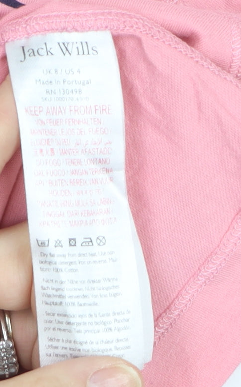Jack Wills Womens Pink Long Sleeve Cotton Crew Neck T-Shirt UK 8