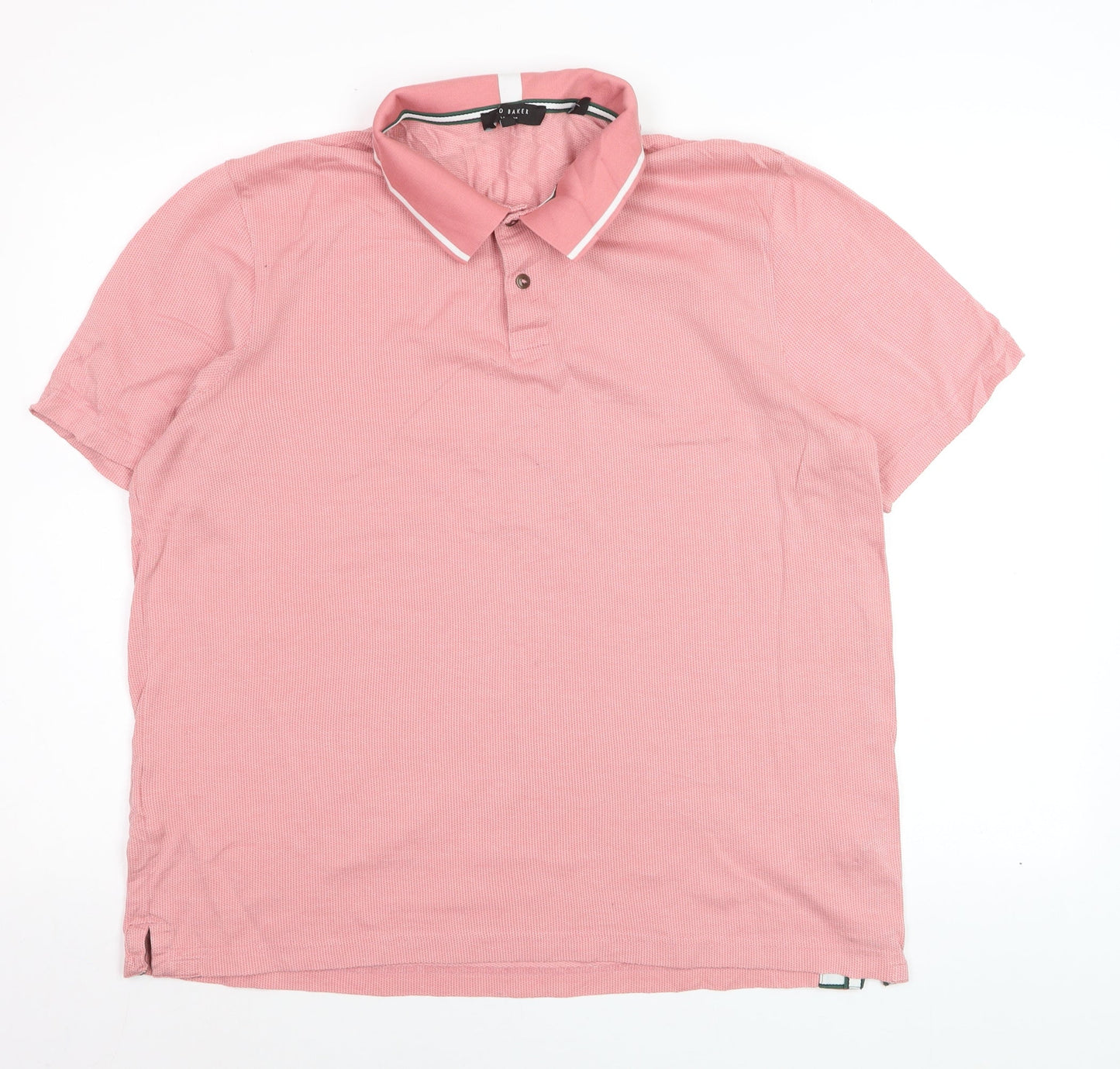Ted Baker Men Pink Cotton Short Sleeve Polo Shirt Size L