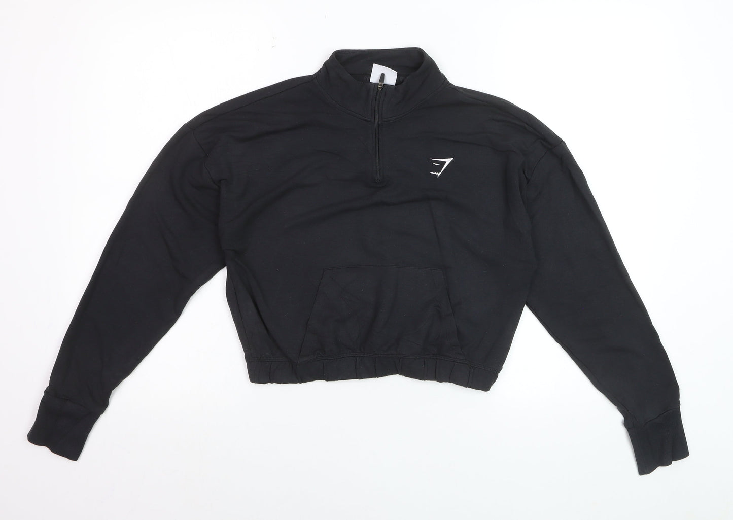 Gymshark Women's Black 1/4 Zip Cropped Pullover Sweatshirt Size M