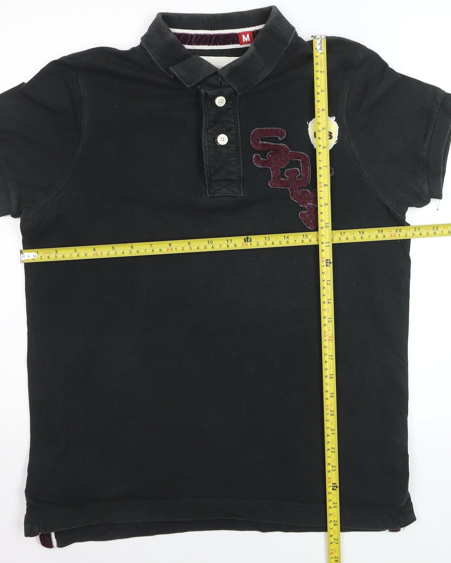 Superdry Mens Black Cotton Polo Shirt M Short Sleeve Casual