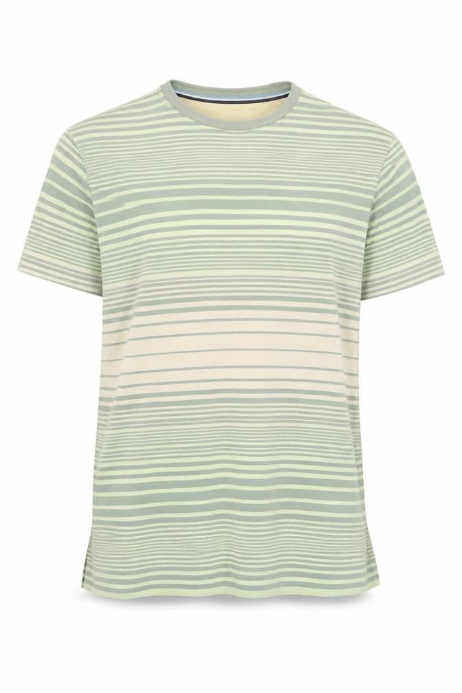 Hammond & Co Men’s Green Striped Cotton Crew Neck T-Shirt Size S