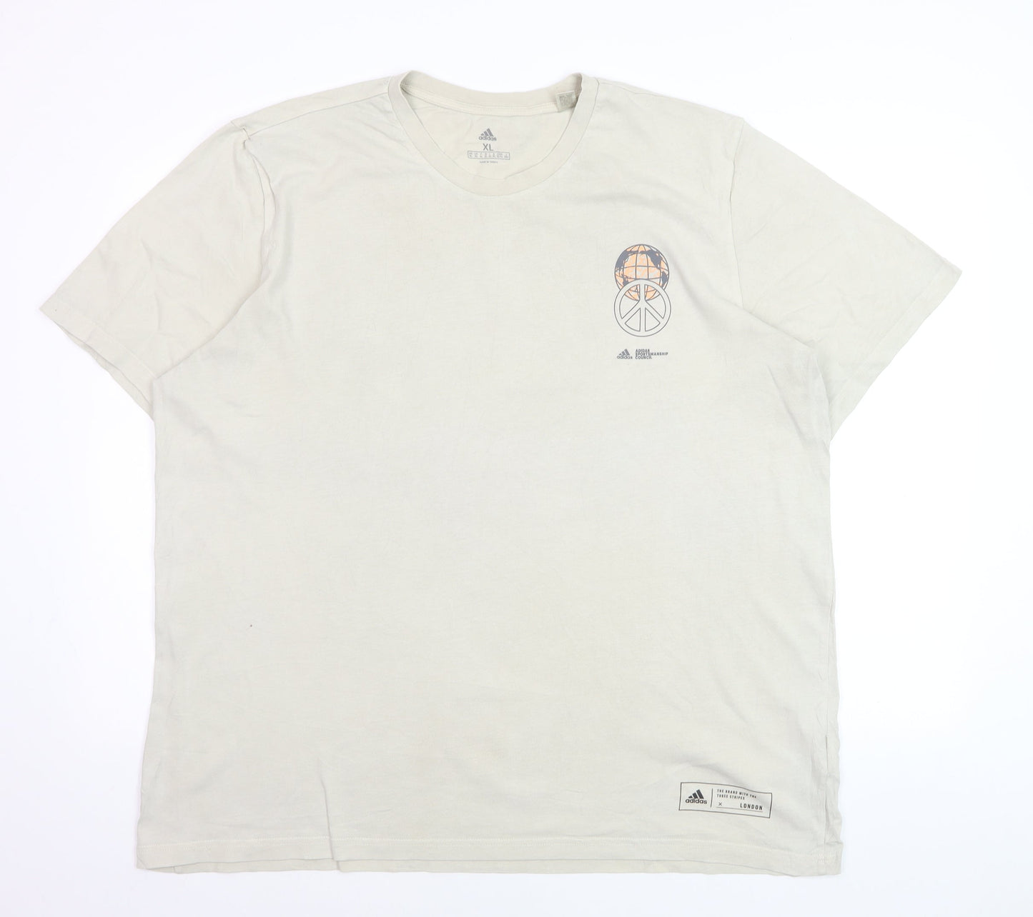 adidas Men's Beige London Graphic Print XL T-Shirt