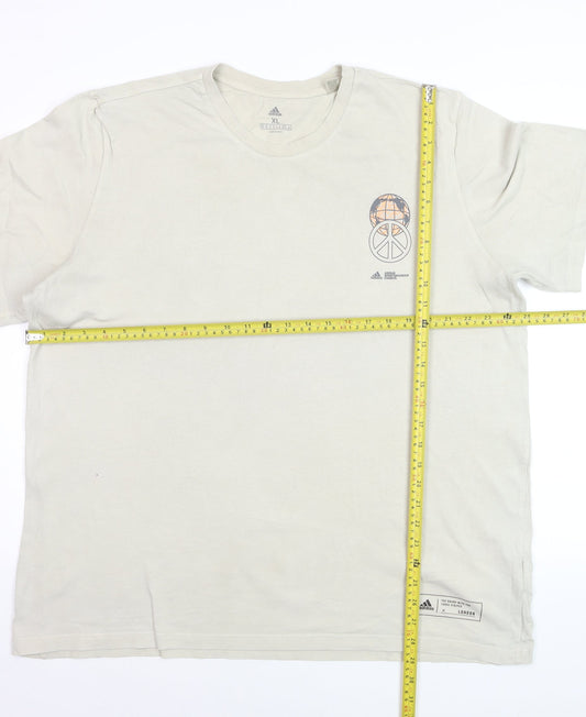 adidas Men's Beige London Graphic Print XL T-Shirt