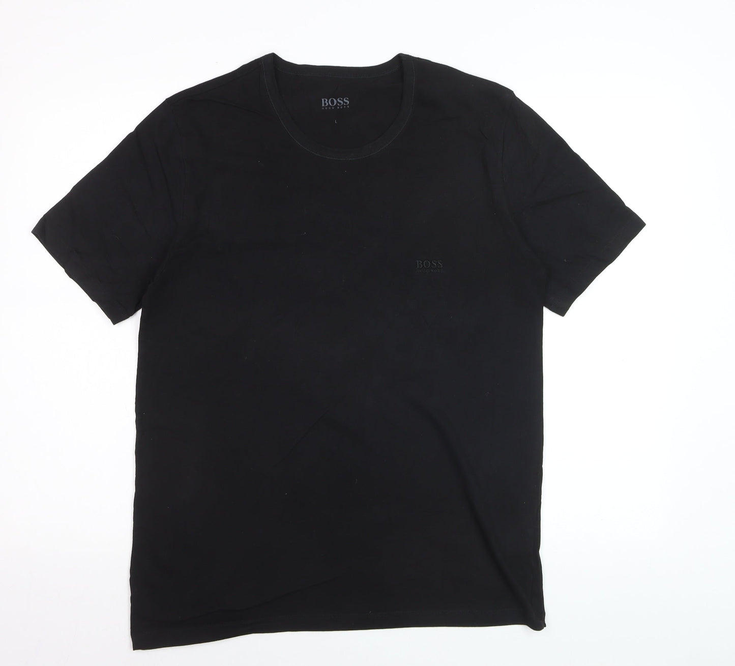Hugo Boss Men's Black Cotton Crew Neck Short Sleeve T-Shirt L