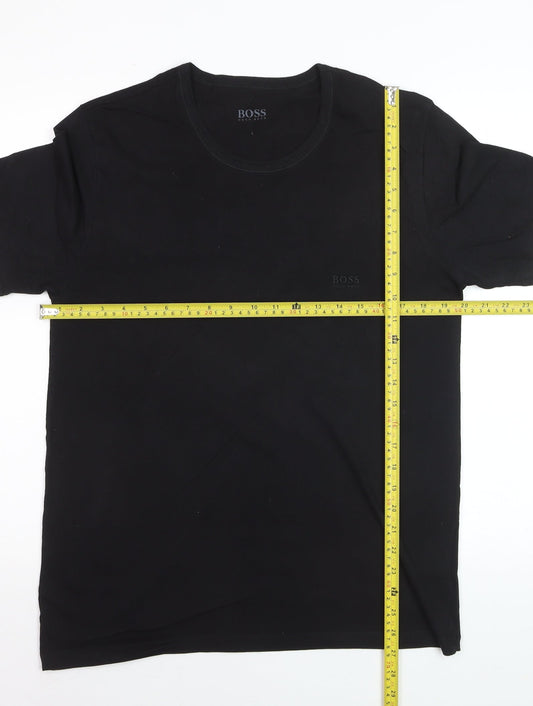 Hugo Boss Men's Black Cotton Crew Neck Short Sleeve T-Shirt L