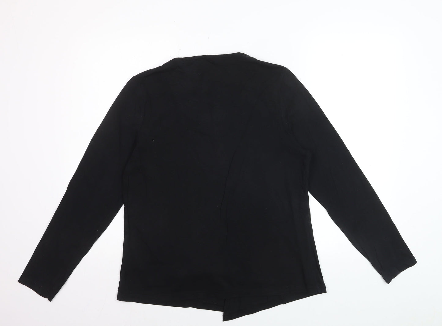 Asoy Women Black Size 14 Cardigan with Striped Mock Insert