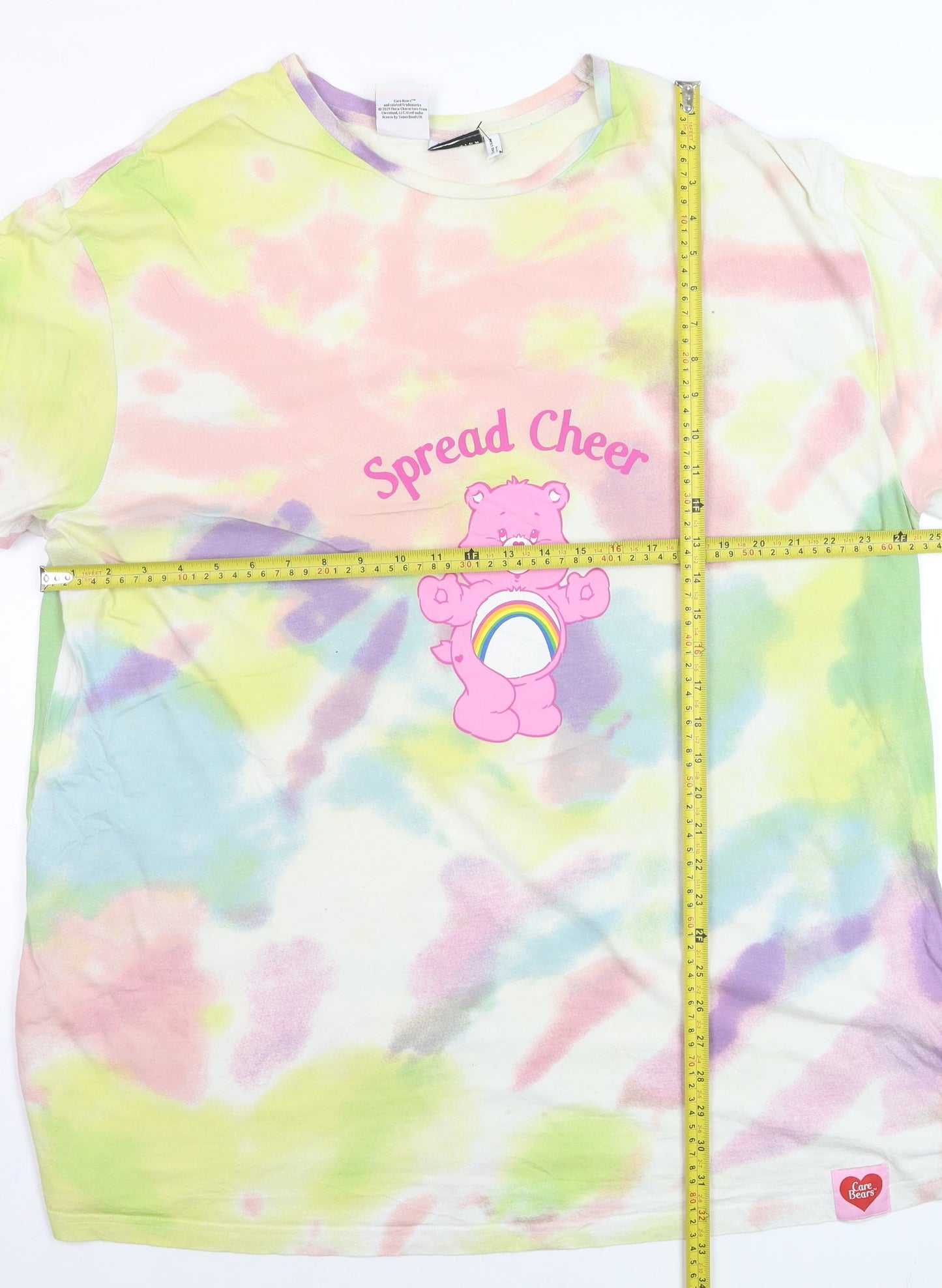 ASOS DESIGN Care Bears Women's Multicoloured Tie Dye Cotton T-Shirt Size 18