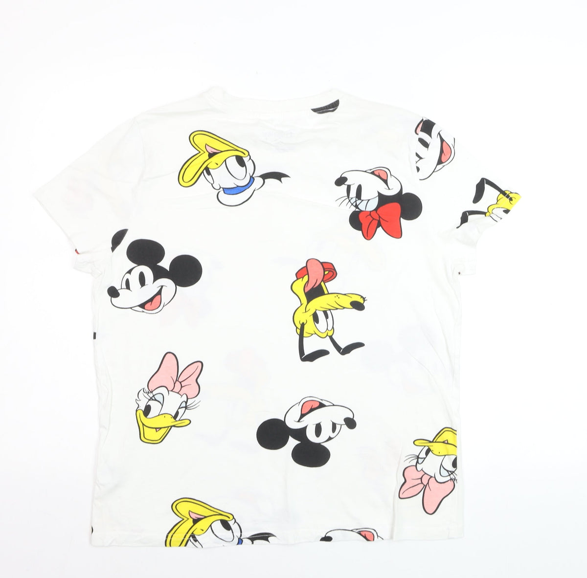 Disney Womens White Cartoon Print Cotton T-Shirt Size S