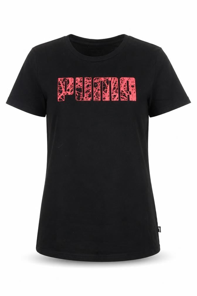 Puma Womens Black Crew Neck Short Sleeve Basic T-Shirt Size 10