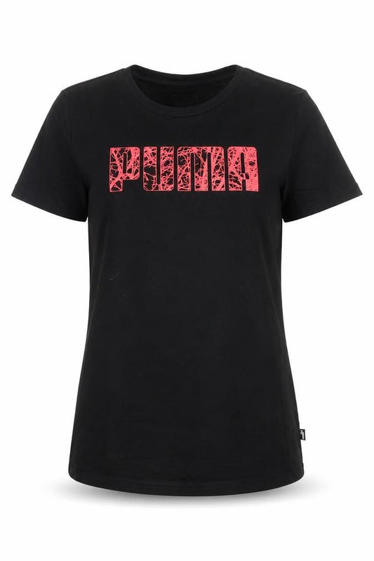 Puma Womens Black Crew Neck Short Sleeve Basic T-Shirt Size 10
