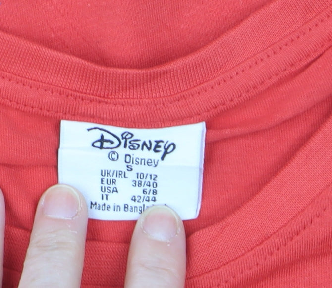 Disney Women Red Minnie Mouse T-Shirt Size S Crew Neck Short Sleeve