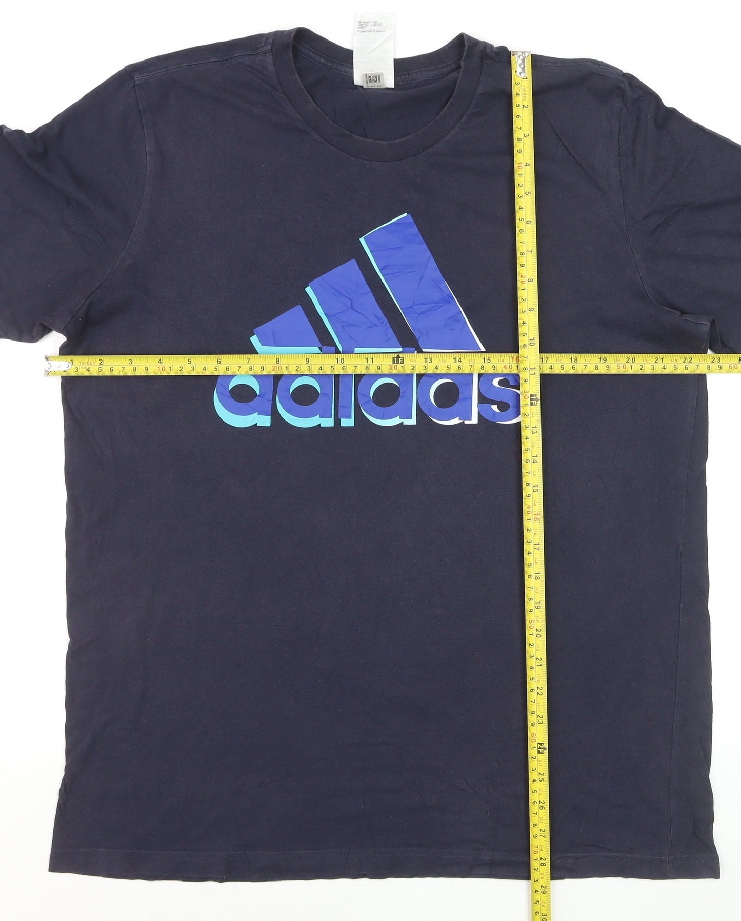 Adidas Men's Navy Blue Large Crew Neck Short Sleeve Graphic T-Shirt
