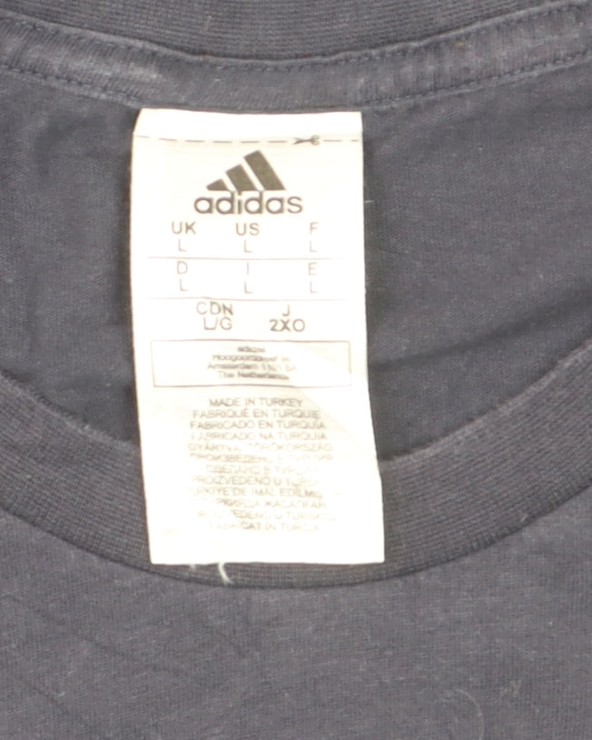 Adidas Men's Navy Blue Large Crew Neck Short Sleeve Graphic T-Shirt