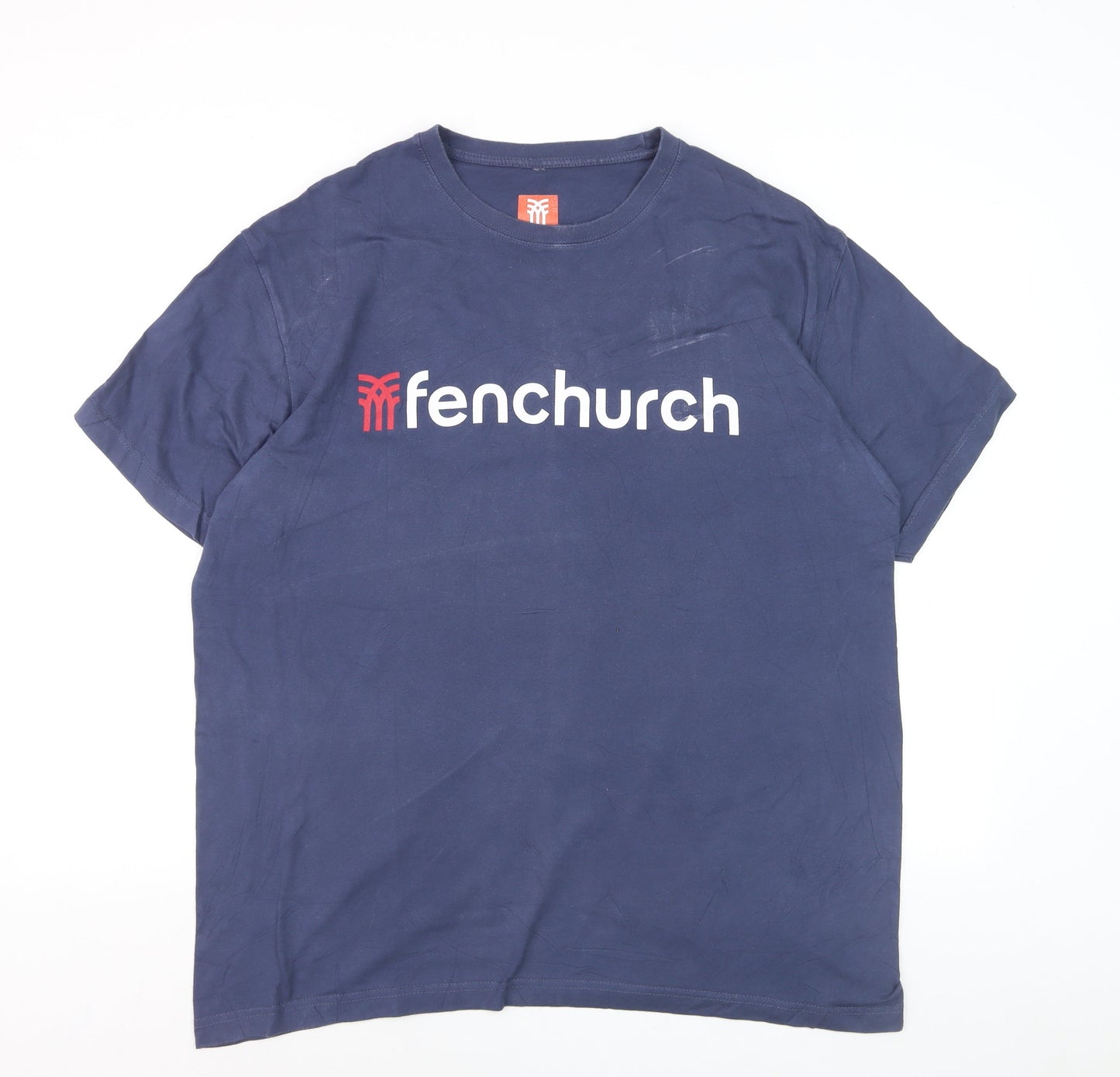 Fenchurch Men's Blue 2XL Cotton Logo Crew Neck Short Sleeve T-Shirt