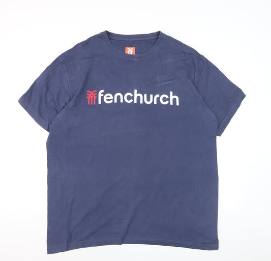 Fenchurch Men's Blue 2XL Cotton Logo Crew Neck Short Sleeve T-Shirt