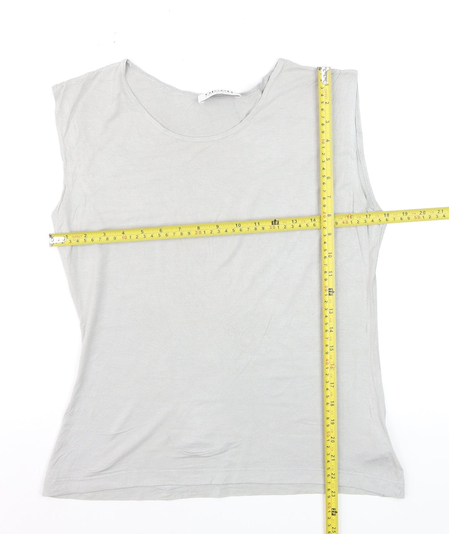 Olsen Women’s Grey Sleeveless Basic Viscose Stretch Top Size 16