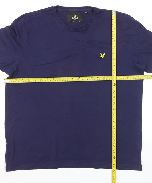 Lyle & Scott Men's Navy Blue Crew Neck Cotton T-Shirt Size L