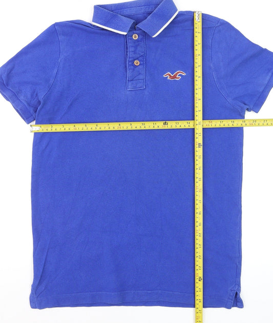 Hollister Men's Blue Slim Fit Cotton Polo Shirt Size S
