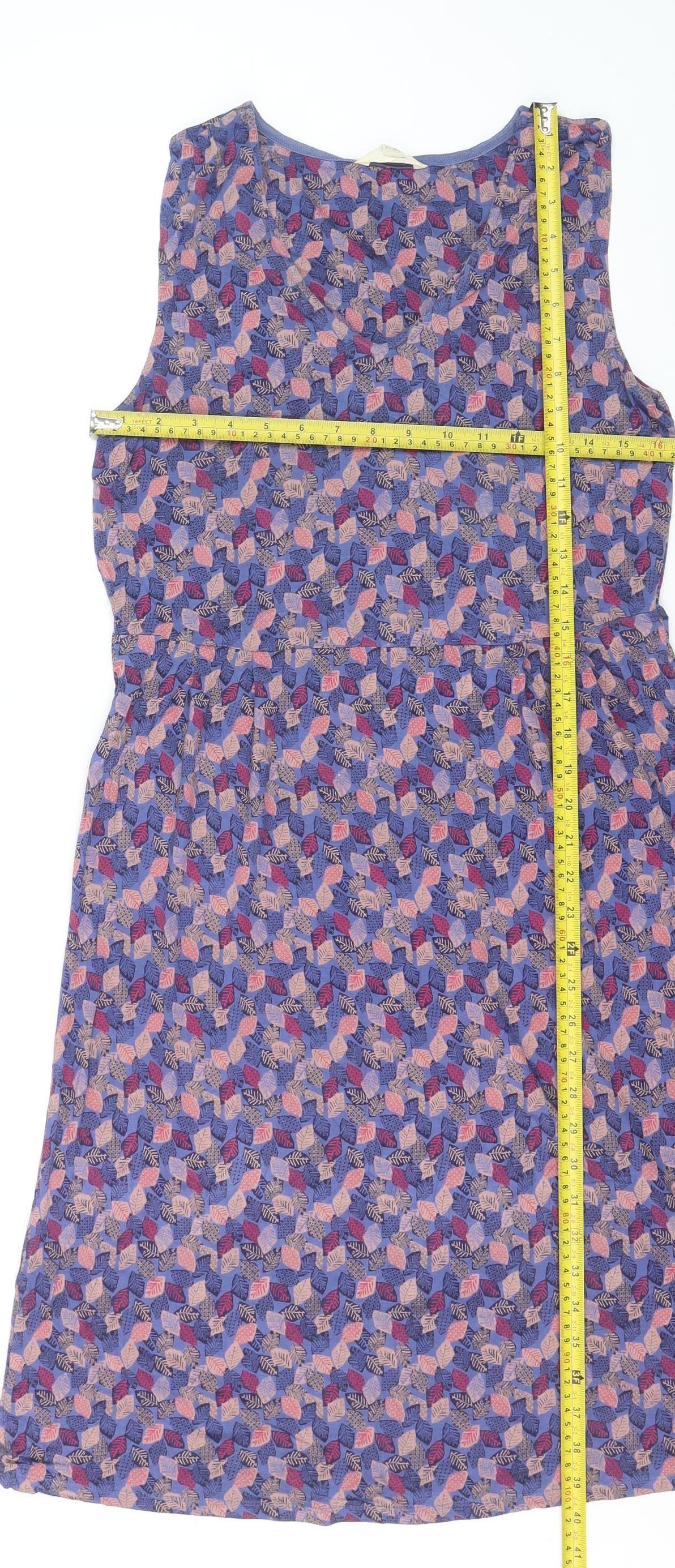 White Stuff Women’s Multicoloured Leaf Print Cotton Shift Dress Size 10