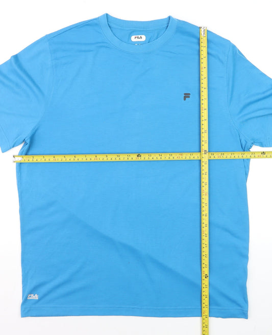 Fila Men's Blue Crew Neck Short Sleeve Polyester Blend T-Shirt Size L