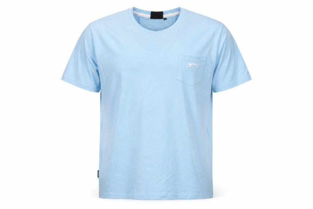 Slazenger Men Blue Cotton Polo L Short Sleeve Crew Neck