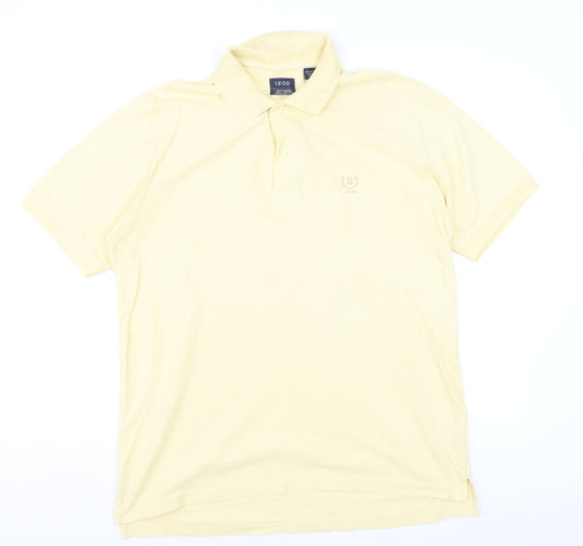 IZOD Men's Beige Cotton Polo Shirt Size M Classic Fit