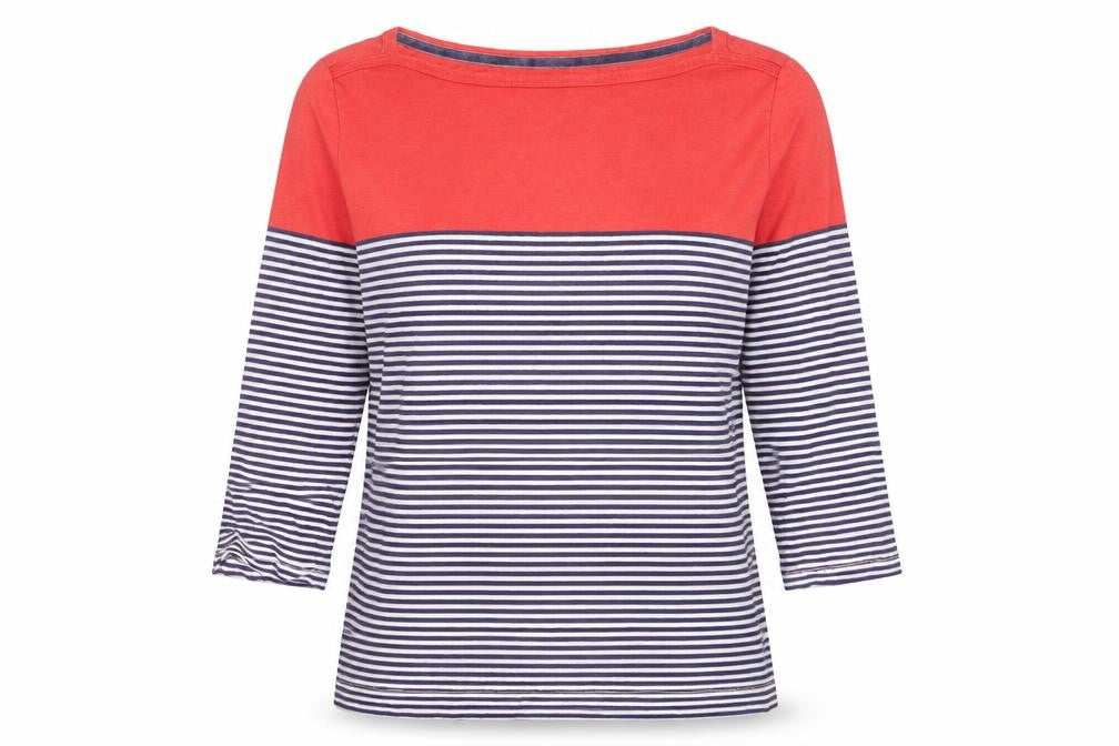 Joules Womens Multicoloured Striped 3/4 Sleeve Cotton T-Shirt Size 12