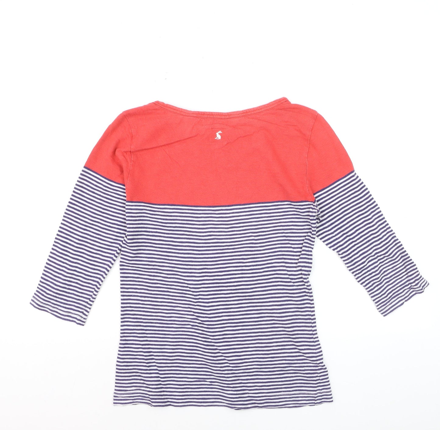Joules Womens Multicoloured Striped 3/4 Sleeve Cotton T-Shirt Size 12