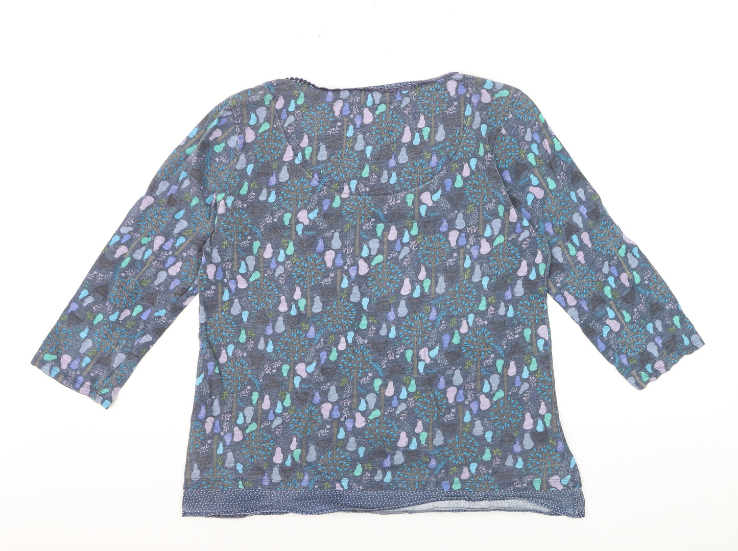 Mantaray Women Blue Size 14 3/4 Sleeve Cotton T-Shirt