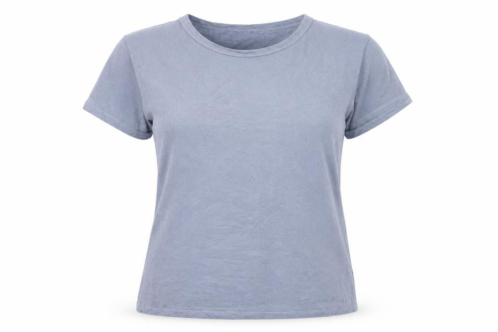 White Fox Women's Blue Short Sleeve Slim Fit Basic T-Shirt XL