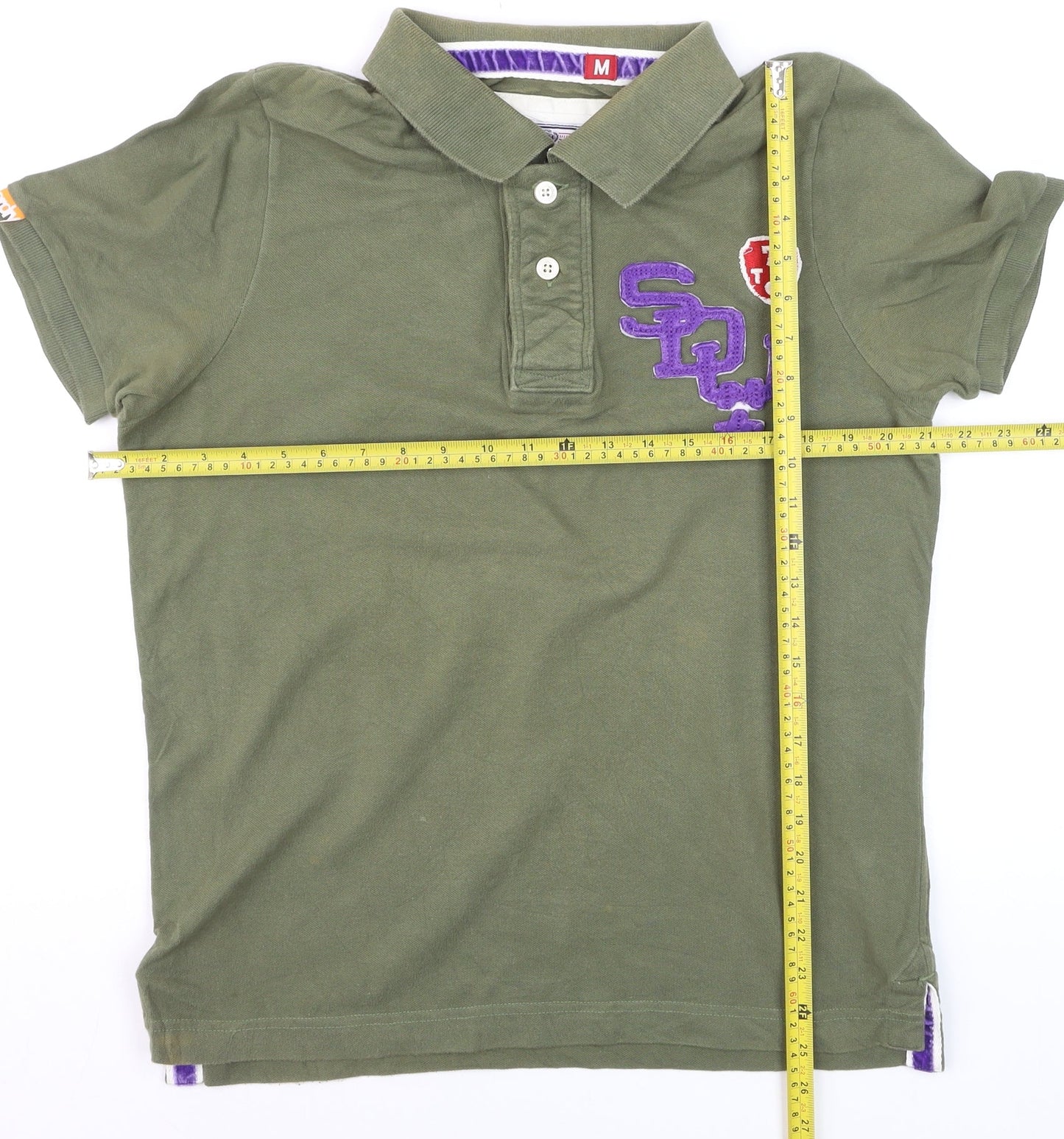 Superdry Men's Green Cotton Polo Shirt M Embroidered Preppy Style