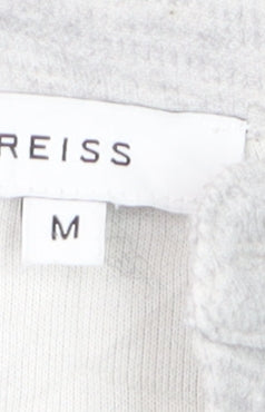 Reiss Womens Grey Long Sleeve Henley Cotton Jersey Top Size M