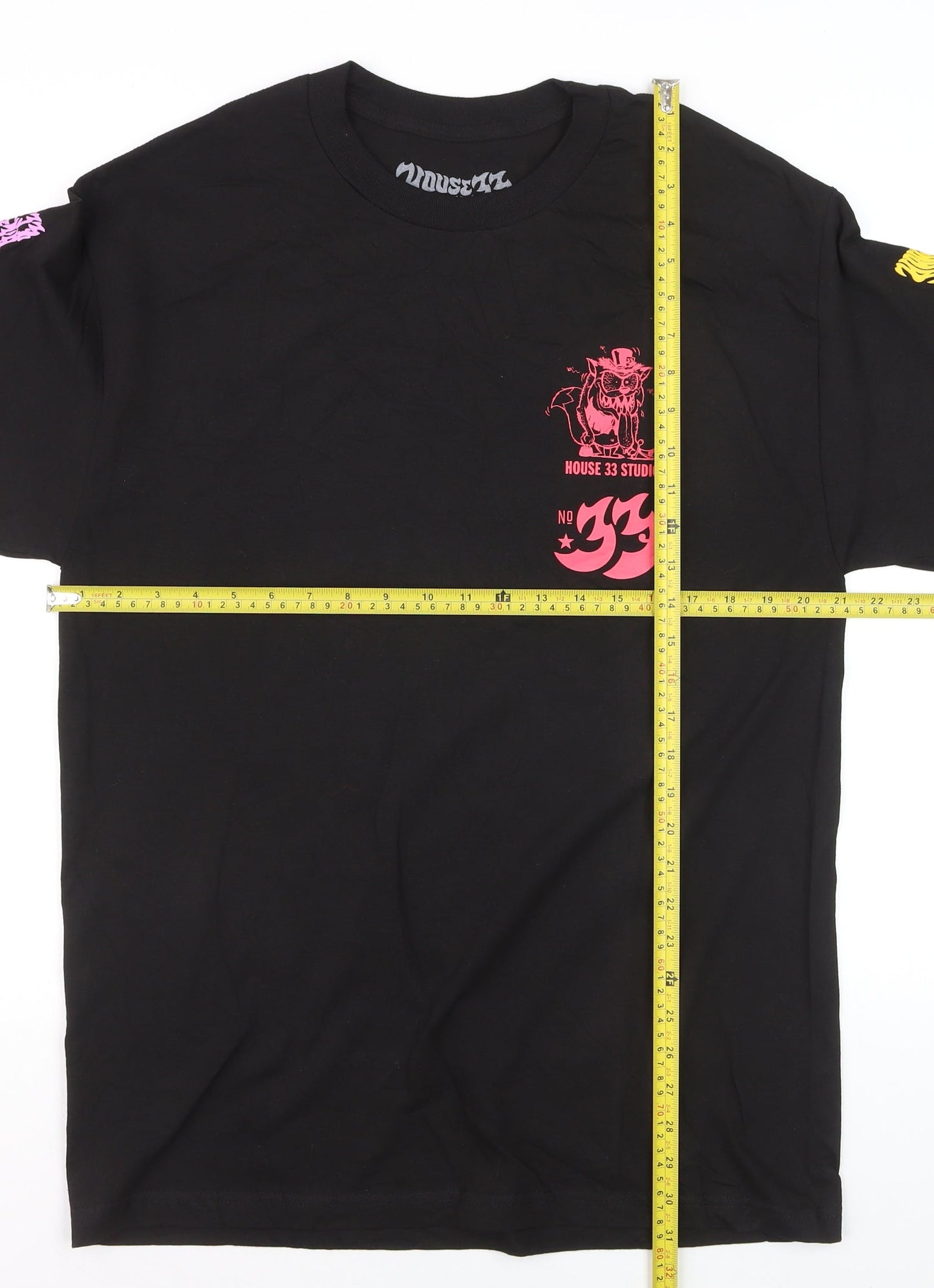 House 33 Men's Black Long Sleeve Graphic Cotton T-Shirt Size L
