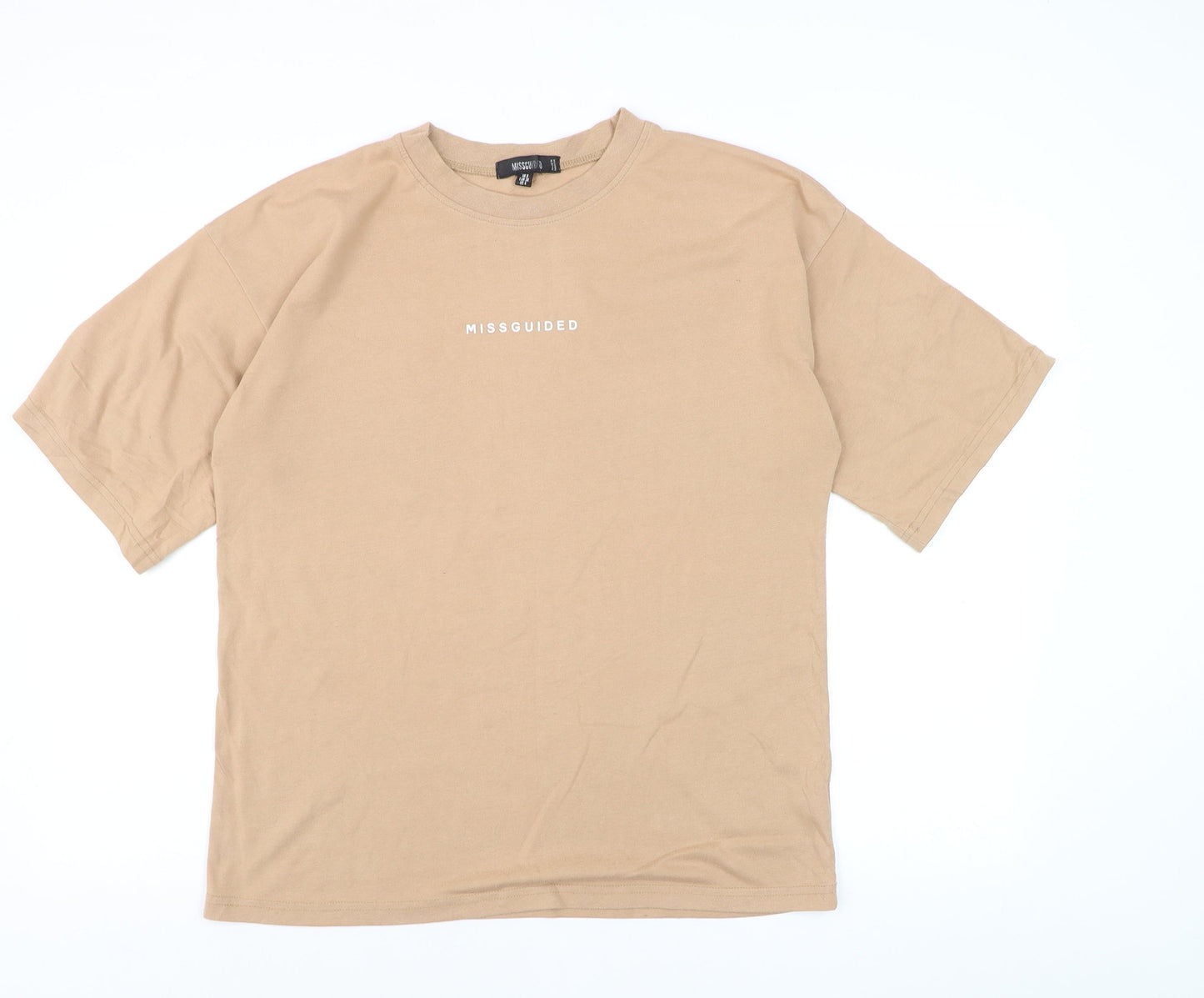Missguided Women's Beige Basic Crew Neck Short Sleeve T-Shirt UK 8